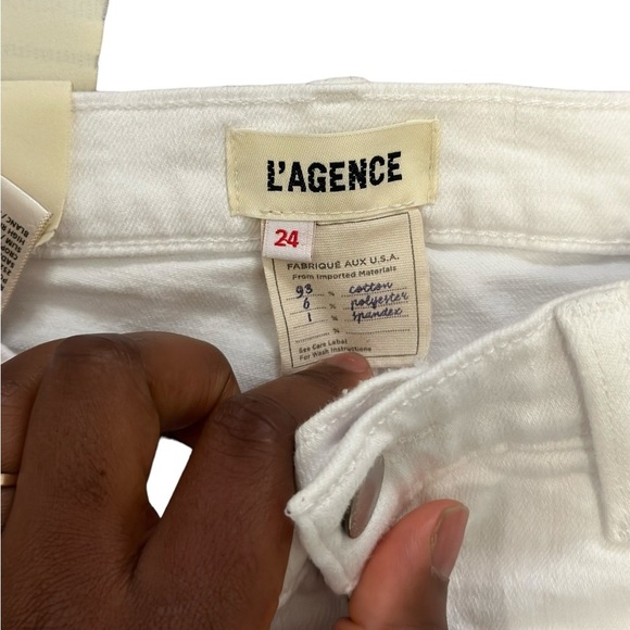 L’AGENCE High Rise cropped Slim White Denim Size 24 - Picture 3 of 11